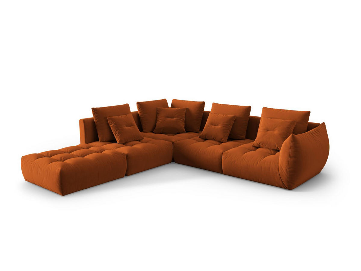 ECKSOFA modular links Bloom aus Samt terrakotta 4 Sitzplätze - Terracotta, Textil (310/316cm) - Micadoni