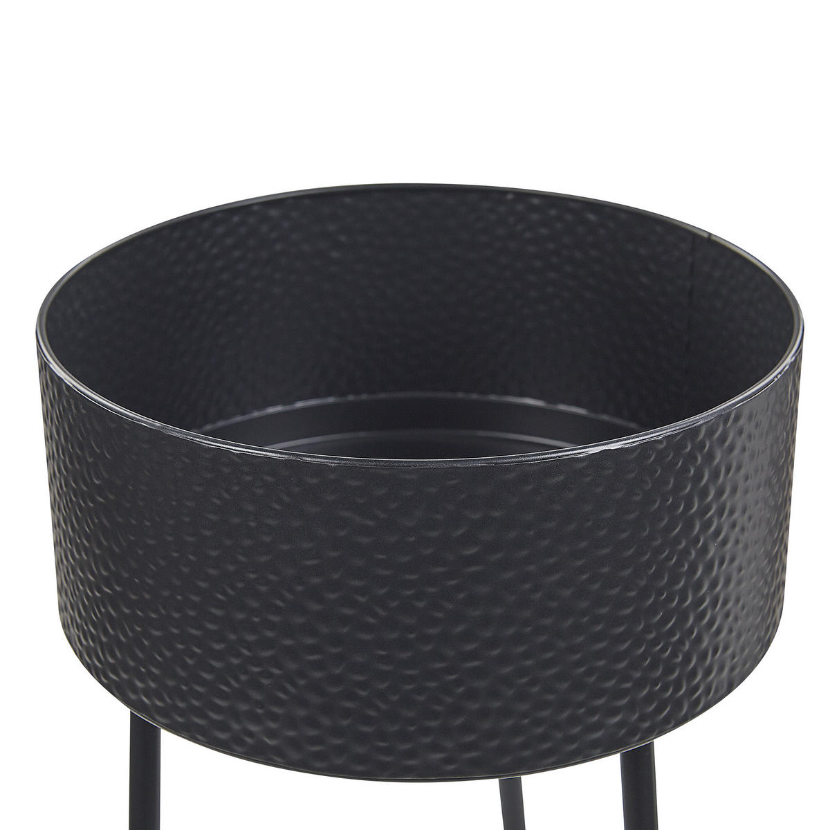 PFLANZENSTÄNDER Metall schwarz 50 cm Leika - Schwarz, Metall (50cm) - Beliani
