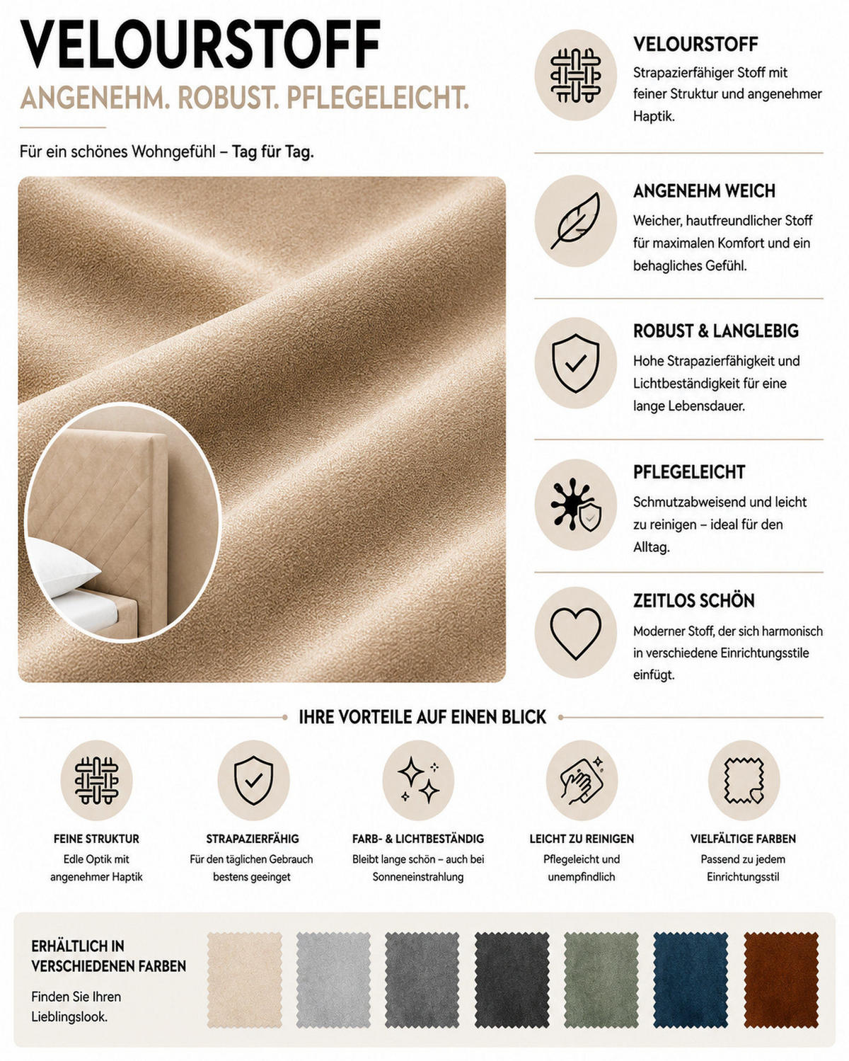 POLSTERBETT 120x200 cm AURA, Doppelbett mit Bettkasten und Lattenrost aus Holz, Velourstoff: Braun - Braun, Holz/Textil (120/200cm) - Marpur