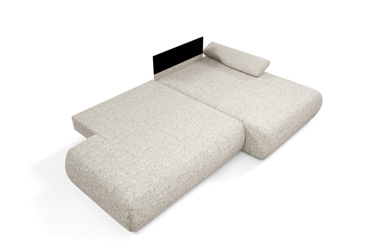 ECKSOFA DELTA R-S Beige Geflochtener Stoff mit Schlaffunktion - Beige, Holz (286/173.5cm) - MASSENO