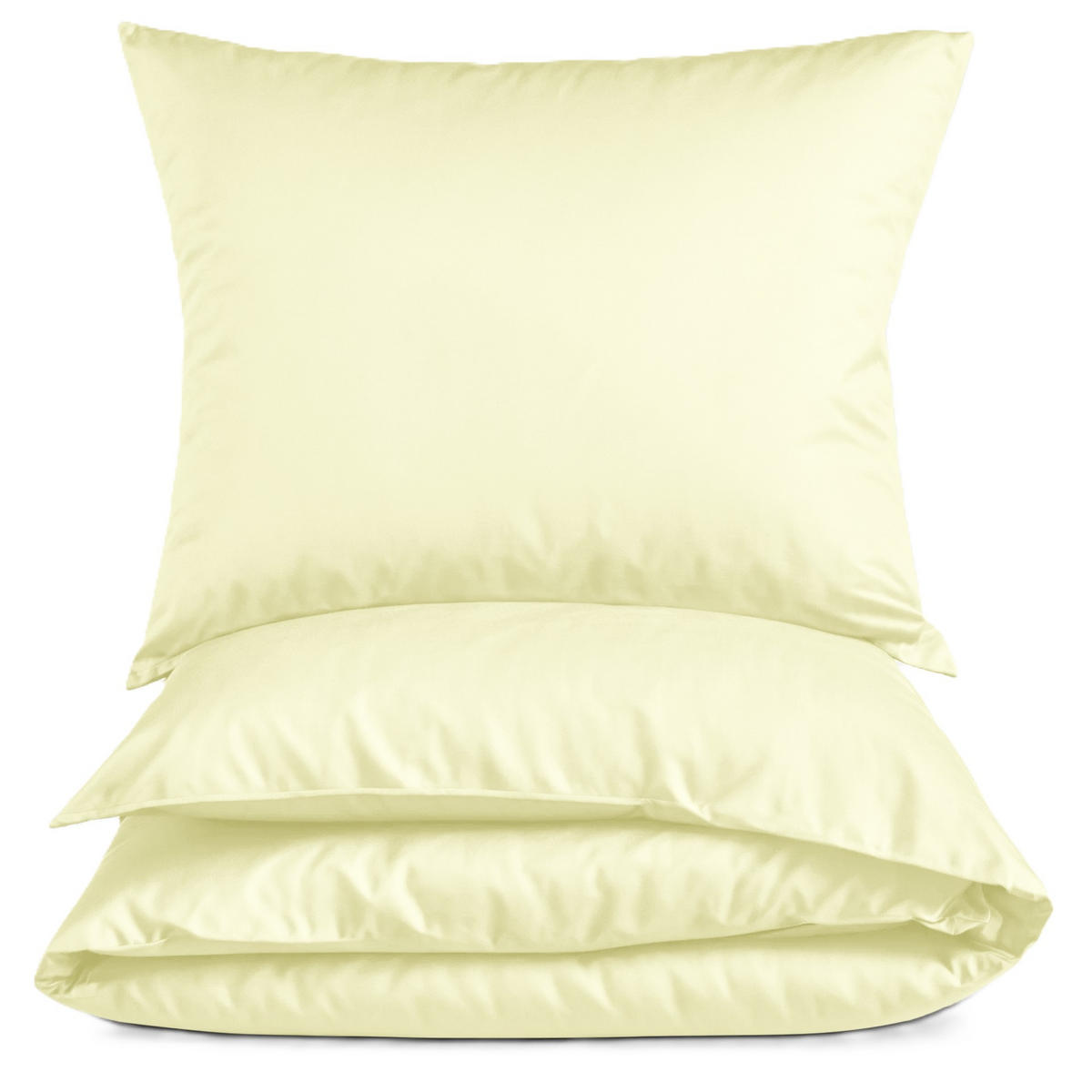 MAKO-SATIN-BETTWÄSCHE 155x220 Bettbezug einfarbig 100% Baumwolle - Uni Vanille - Hellgelb, Textil (155/220cm) - Carpe Sonno