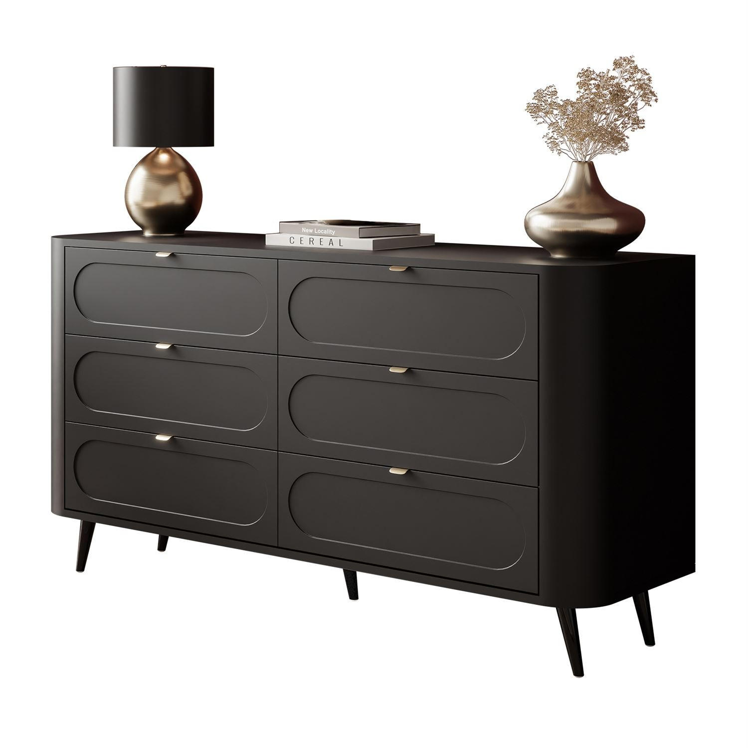 KOMMODE SHADOW II 6S mit Schubladen - Schwarz, Holzwerkstoff (138/73/40cm) - Lookway