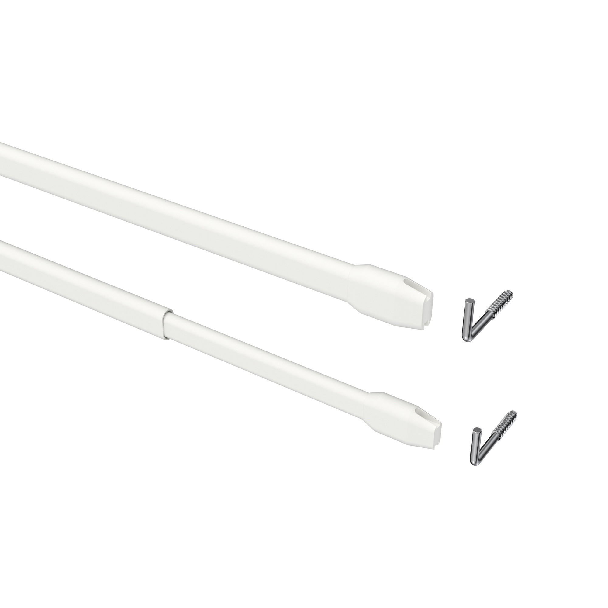 SCHEIBENSTANGEN / VITRAGESTANGEN MIT KLEBEHAKEN Geno 60-100 cm, oval, Weiß, Packung 2 Stück - Weiß, Kunststoff/Metall (1.2/2.4/100cm) - INTERDECO