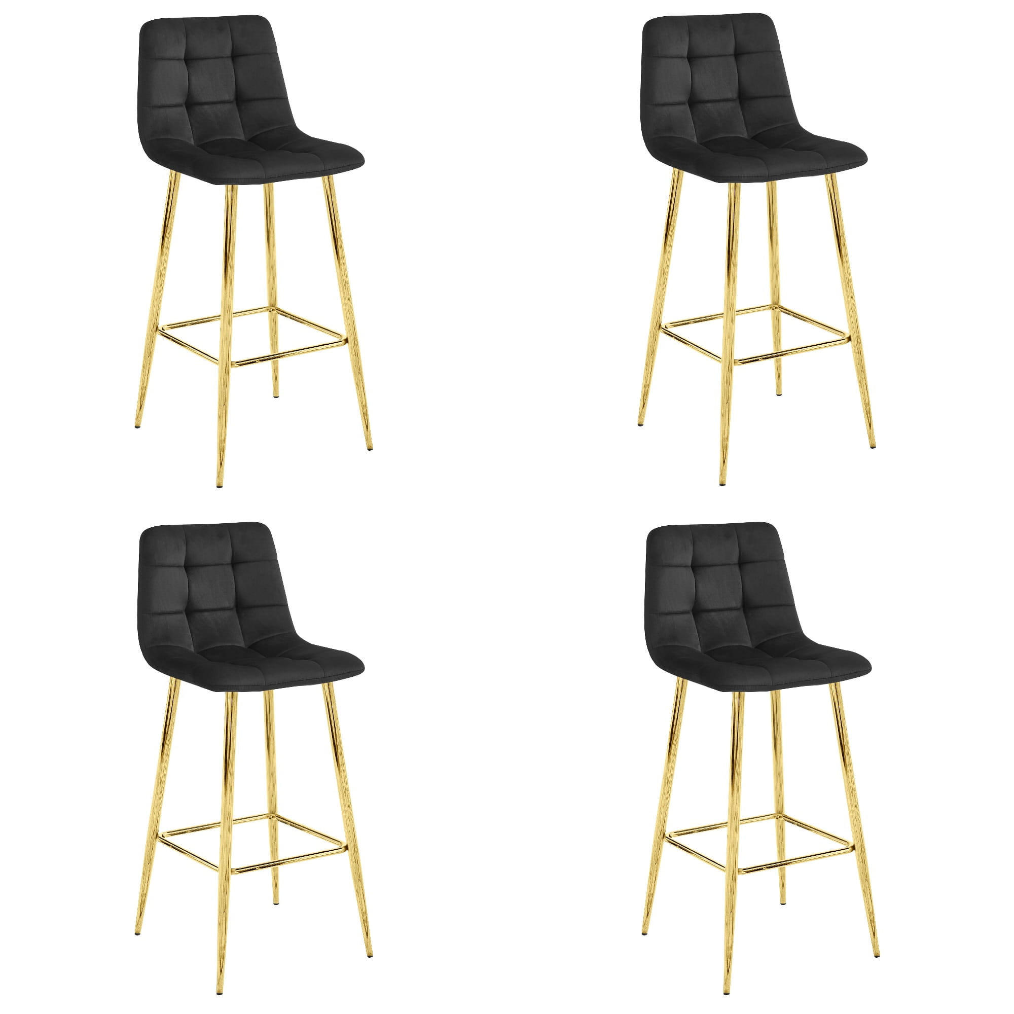 BARHOCKER 4-er Set TEOTO schwarzer Sitz, Goldbasis - Schwarz, Textil (43.5/104/32.5cm) - Valora