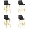 BARHOCKER 4-er Set TEOTO schwarzer Sitz, Goldbasis - Schwarz, Textil (43.5/104/32.5cm) - Valora