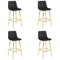 BARHOCKER 4-er Set TEOTO schwarzer Sitz, Goldbasis - Schwarz, Textil (43.5/104/32.5cm) - Valora