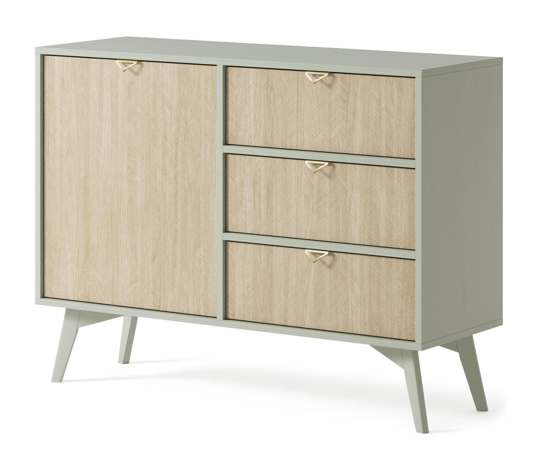 KOMMODE Firr, Eukalyptus mit 3 Schubladen - Eukalyptusholzfarben, Holzwerkstoff (106/80/38cm) - Bettso