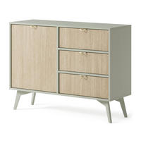 KOMMODE Firr, Eukalyptus mit 3 Schubladen - Eukalyptusholzfarben, Holzwerkstoff (106/80/38cm) - Bettso