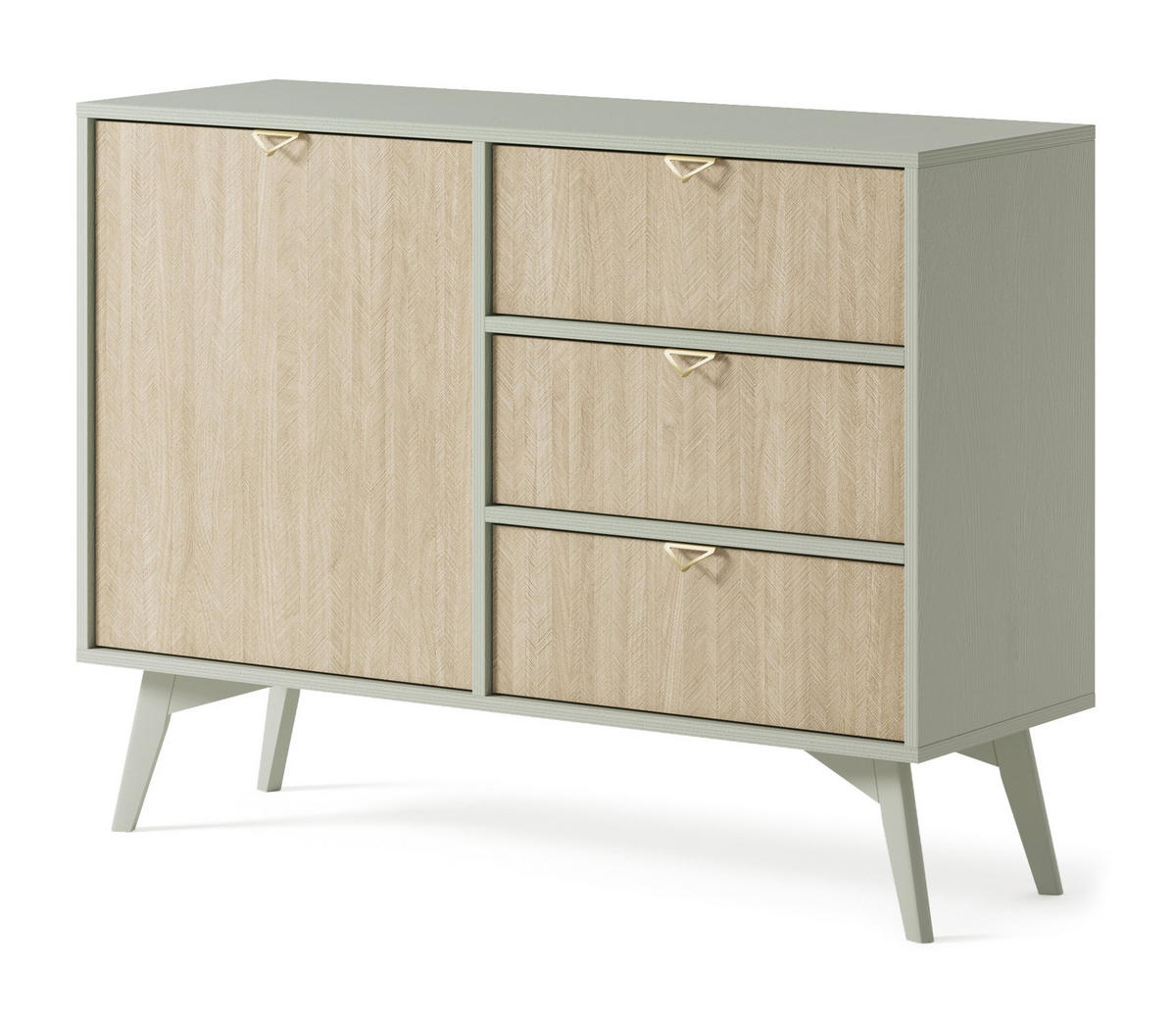 KOMMODE Firr, Eukalyptus mit 3 Schubladen - Eukalyptusholzfarben, Holzwerkstoff (106/80/38cm) - Bettso