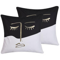 DEKOKISSEN 2er-Set Schwarz-Weiß 45/45 cm Abelia - Schwarz, Naturmaterialen/Textil (45/45cm) - Beliani