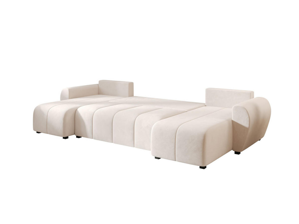 WOHNLANDSCHAFT MOLISA U Itaka 16 mit Schlaffunktion - Beige, Textil (303/82/208cm) - Bedante
