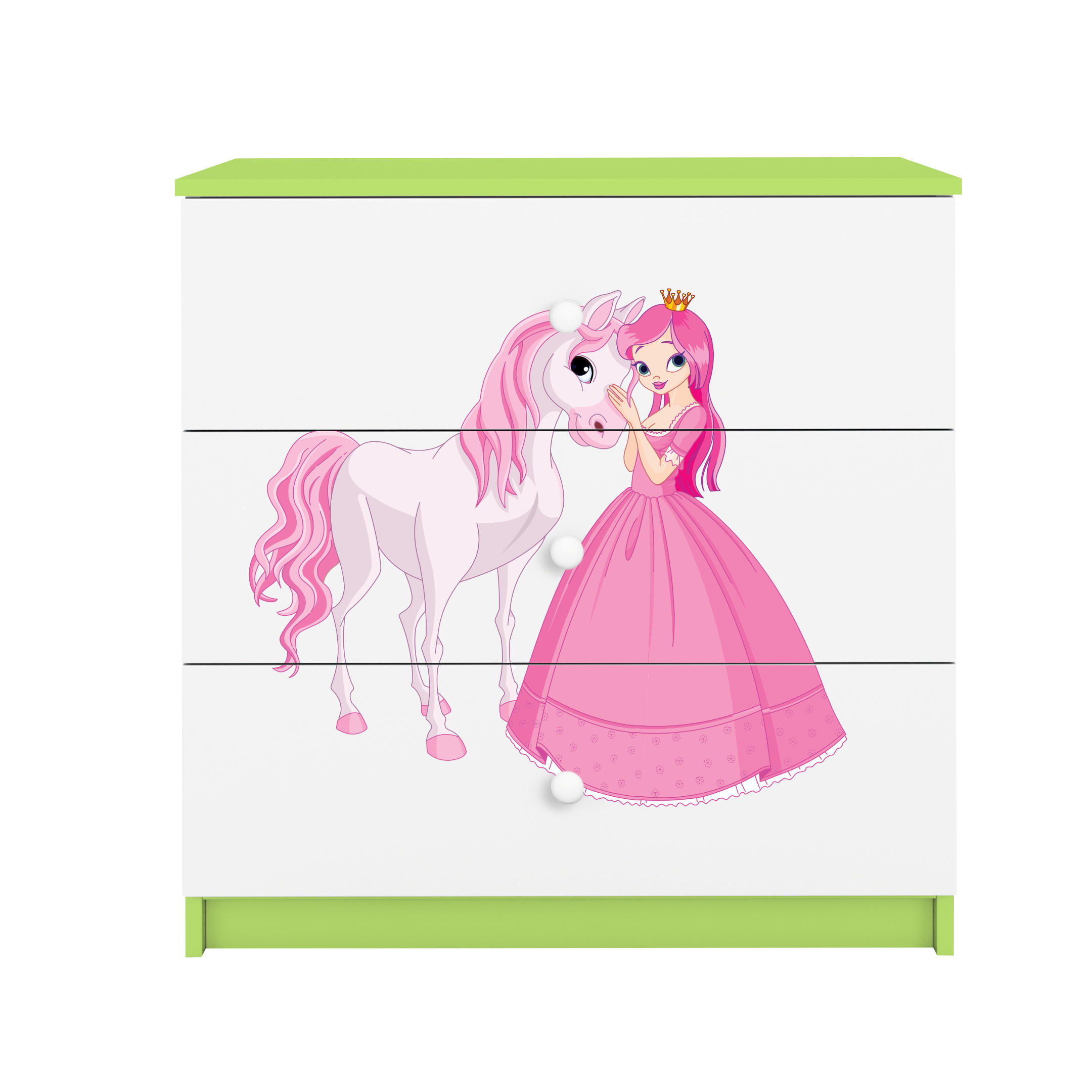 KOMMODE Babydreams Prinzessin Pferd 81/81/41 - Grün, Holzwerkstoff (81/81/41cm) - RAUMHIRSCH FURNITURE
