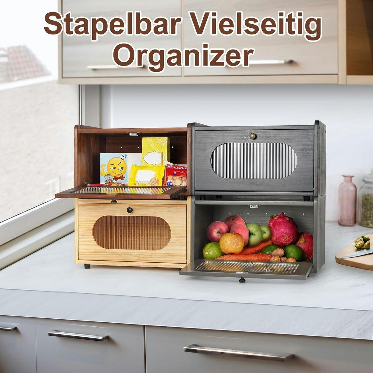 BROTKASTEN Holz Schwarz 36.5x23.5x22cm - Braun, Holz (23.5/22/36.5cm)
