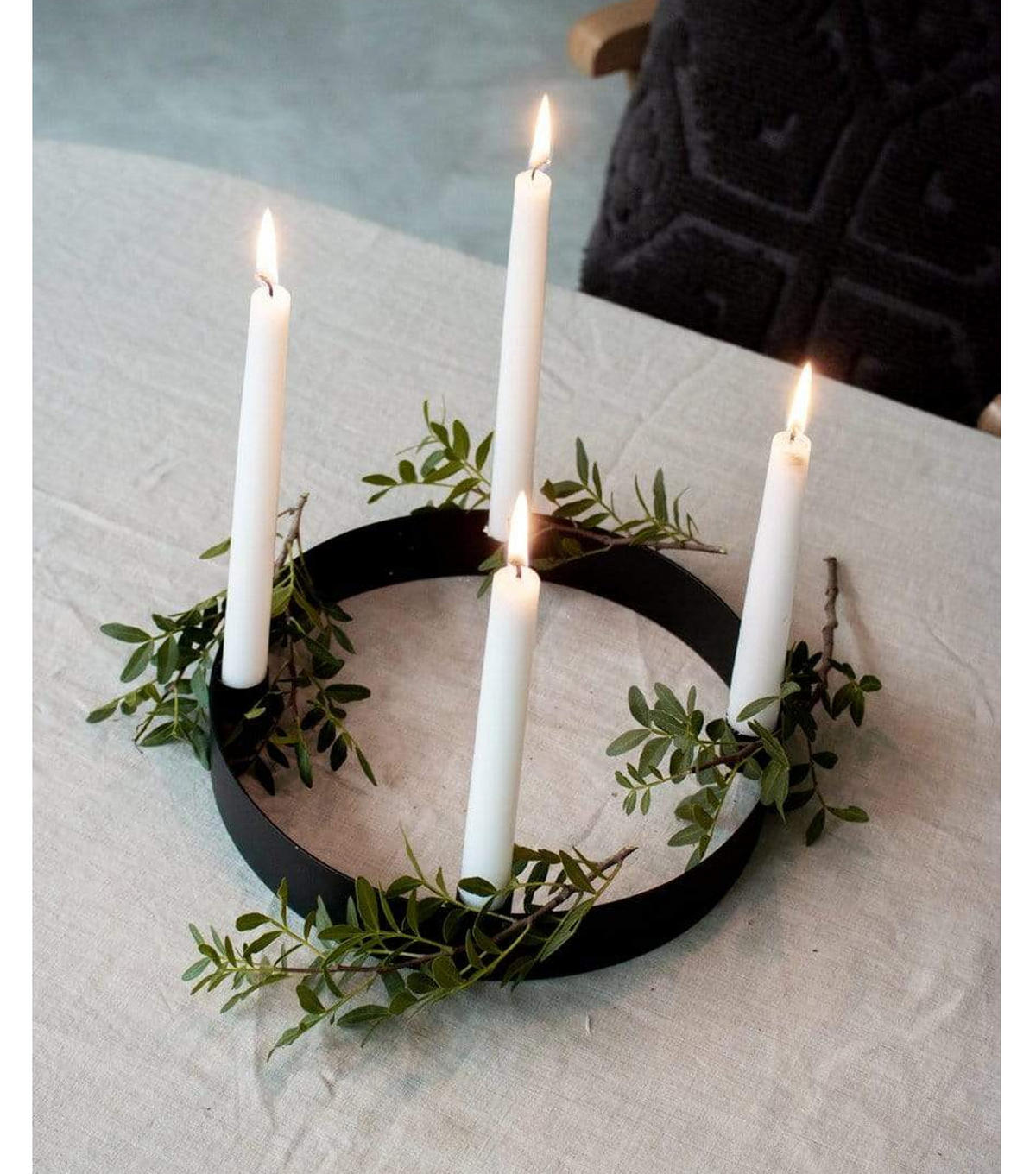 ADVENTSKRANZ Ring-Kerzenständer Onyx aus Eisen in Schwarz Ø25/4 cm - Schwarz, Metall (25/4/25cm) - LaLe Living