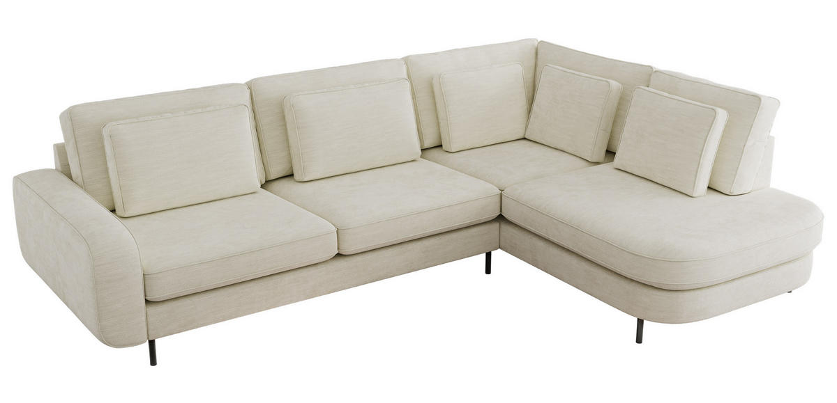 ROHOVÁ SEDAČKA CALENO L - Krémová Hrubě tkaná žinylka - Levá Strana - černá/krémová, kov/textil (317/225cm) - MKS