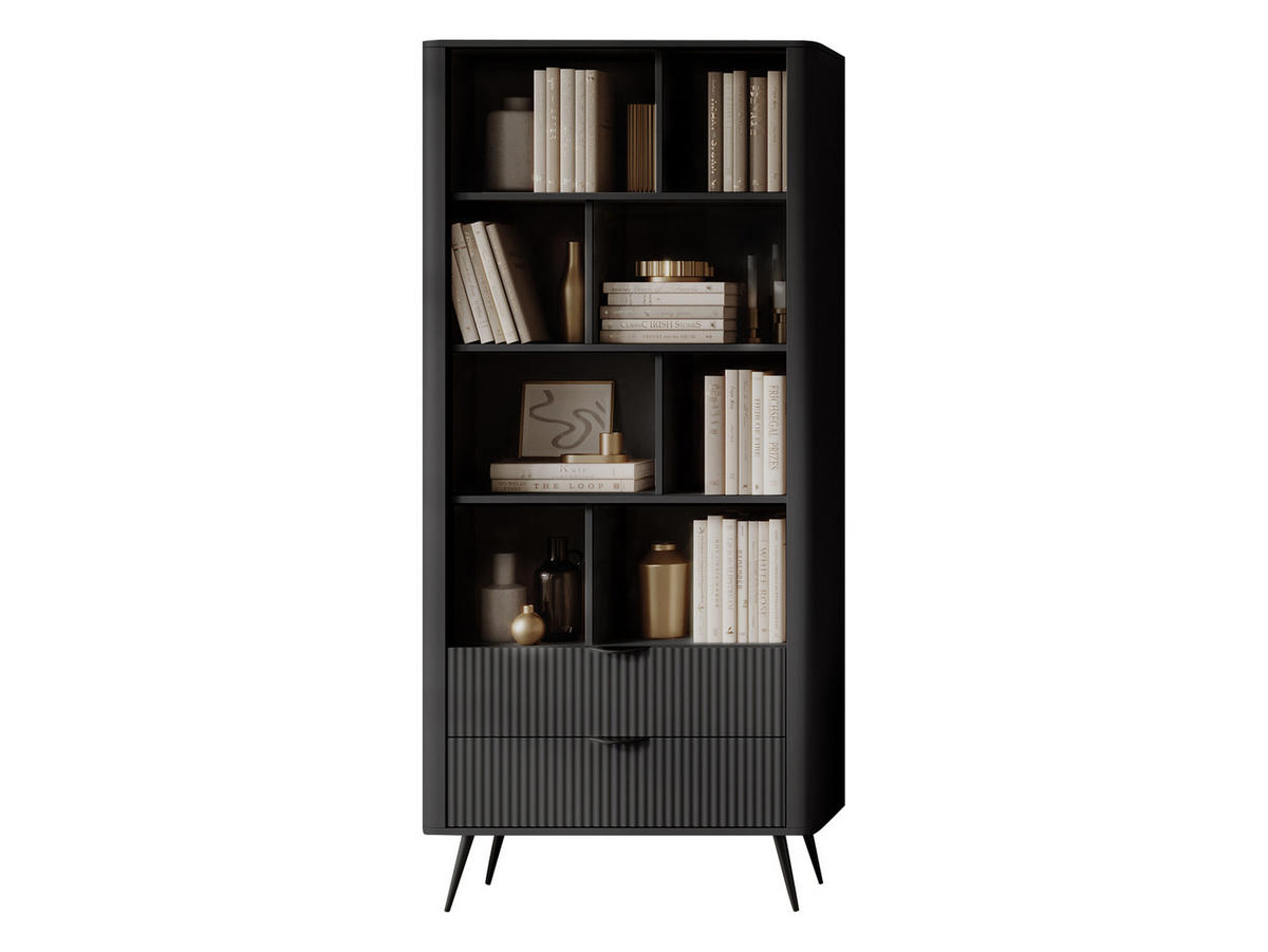 BÜCHERREGAL Lante - Dunkelgrau/Schwarz, Holzwerkstoff/Metall (88/194/38cm) - MIRJAN24