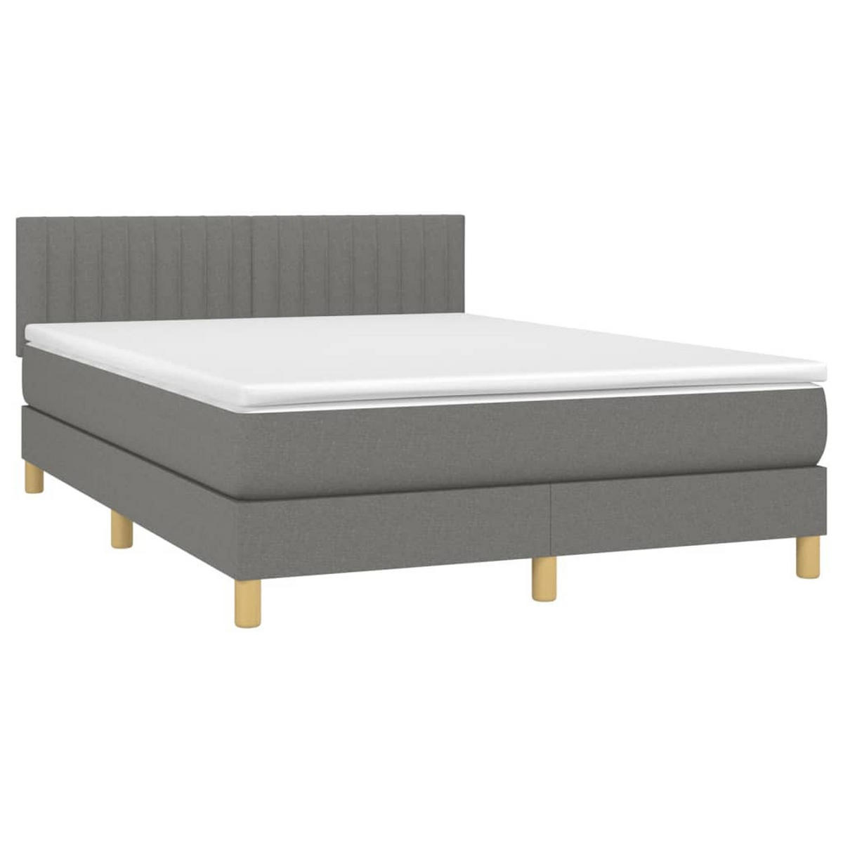 BOXSPRINGBETT Mit Matratze Dunkelgrau 140/200 Cm Stoff - Weiß, Textil (140/200cm) - vidaXL