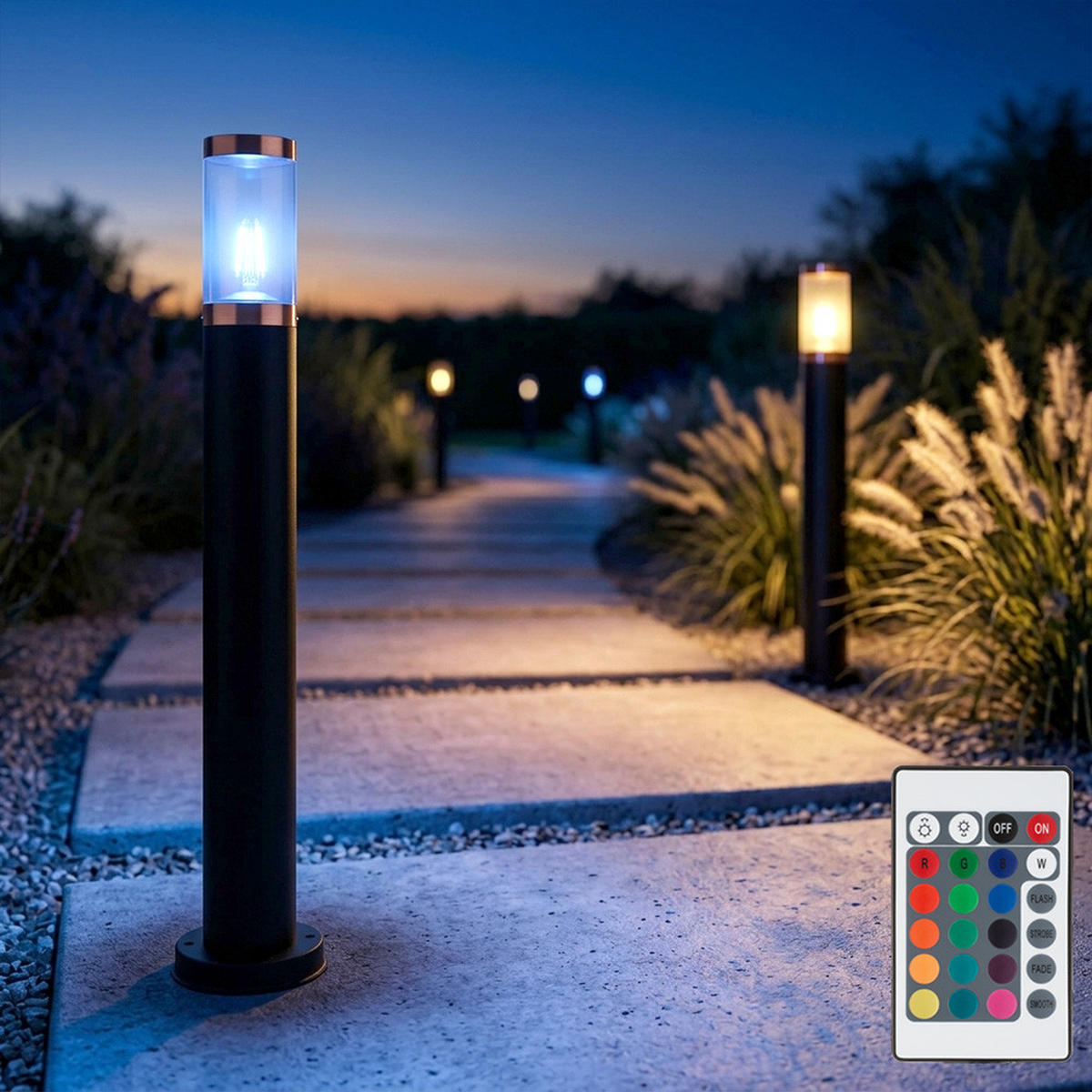 LED STEHLEUCHTE Schwarz Metall 2er Set - Schwarz, Metall (12.7/12.7/80cm) - Globo Lighting