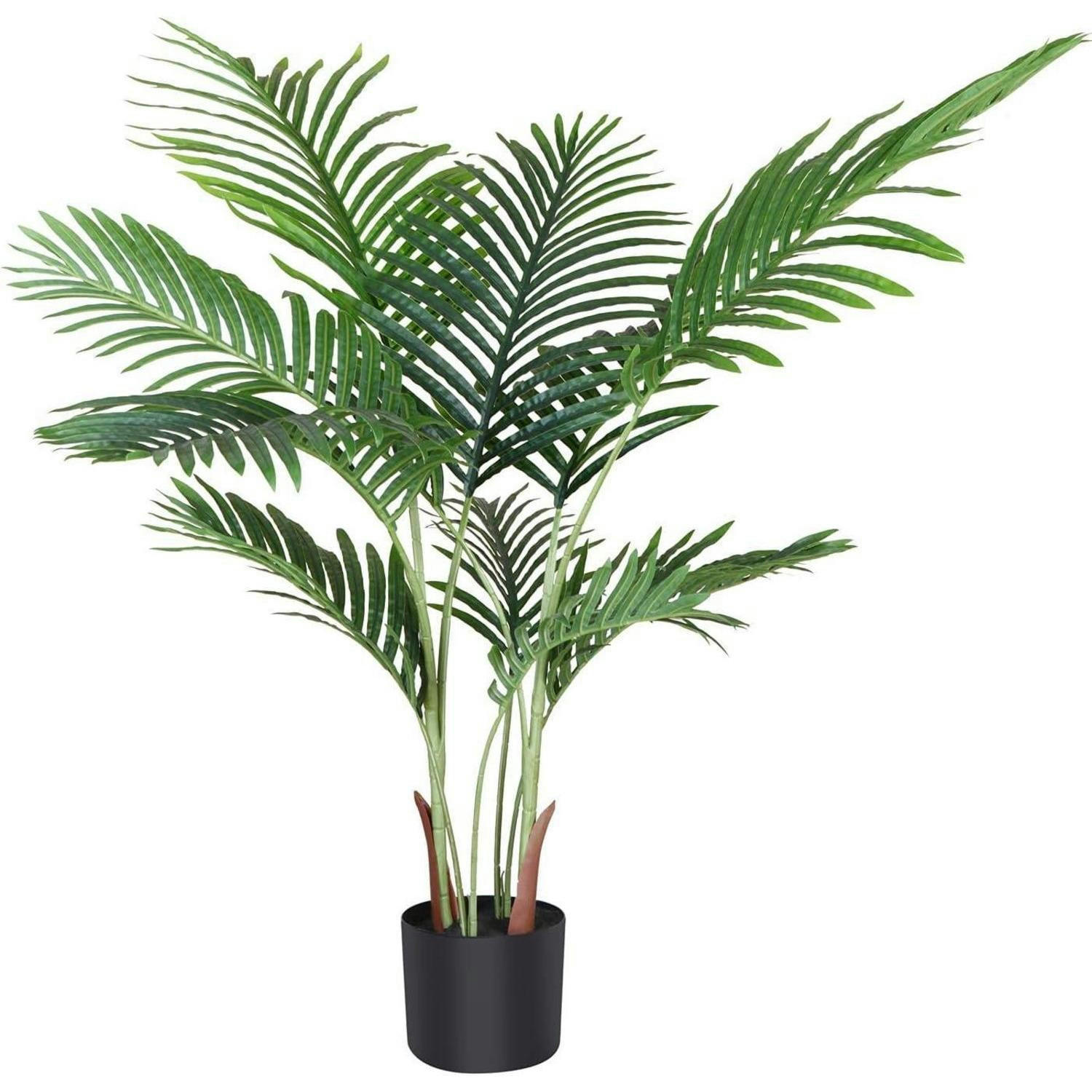KÜNSTLICHE Areca Palme 110 cm mit 10 Stämmen im Topf - Braun, Kunststoff (109.2cm)