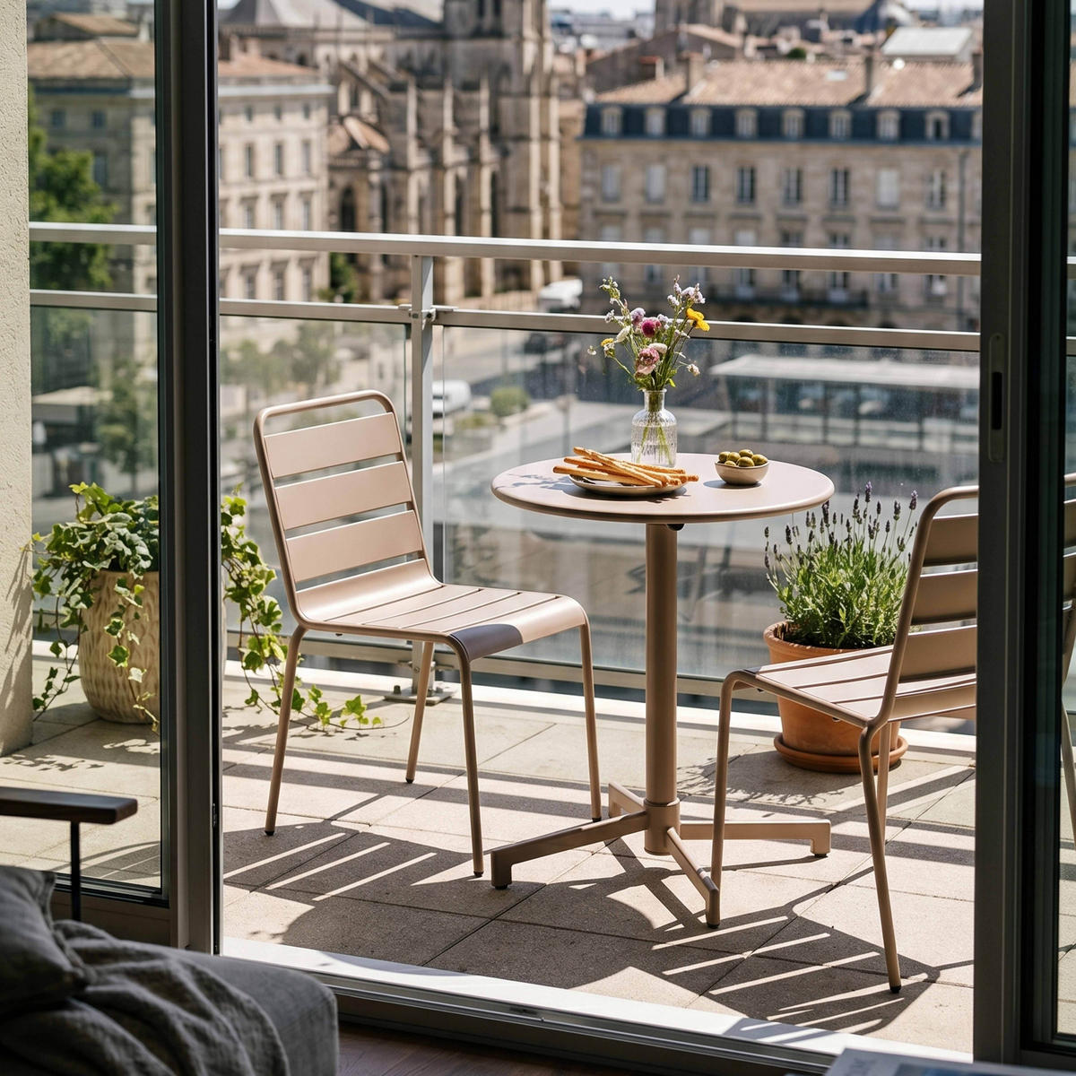 GARTENSET 3-tlg., Taupe - Taupe, Metall - Oviala
