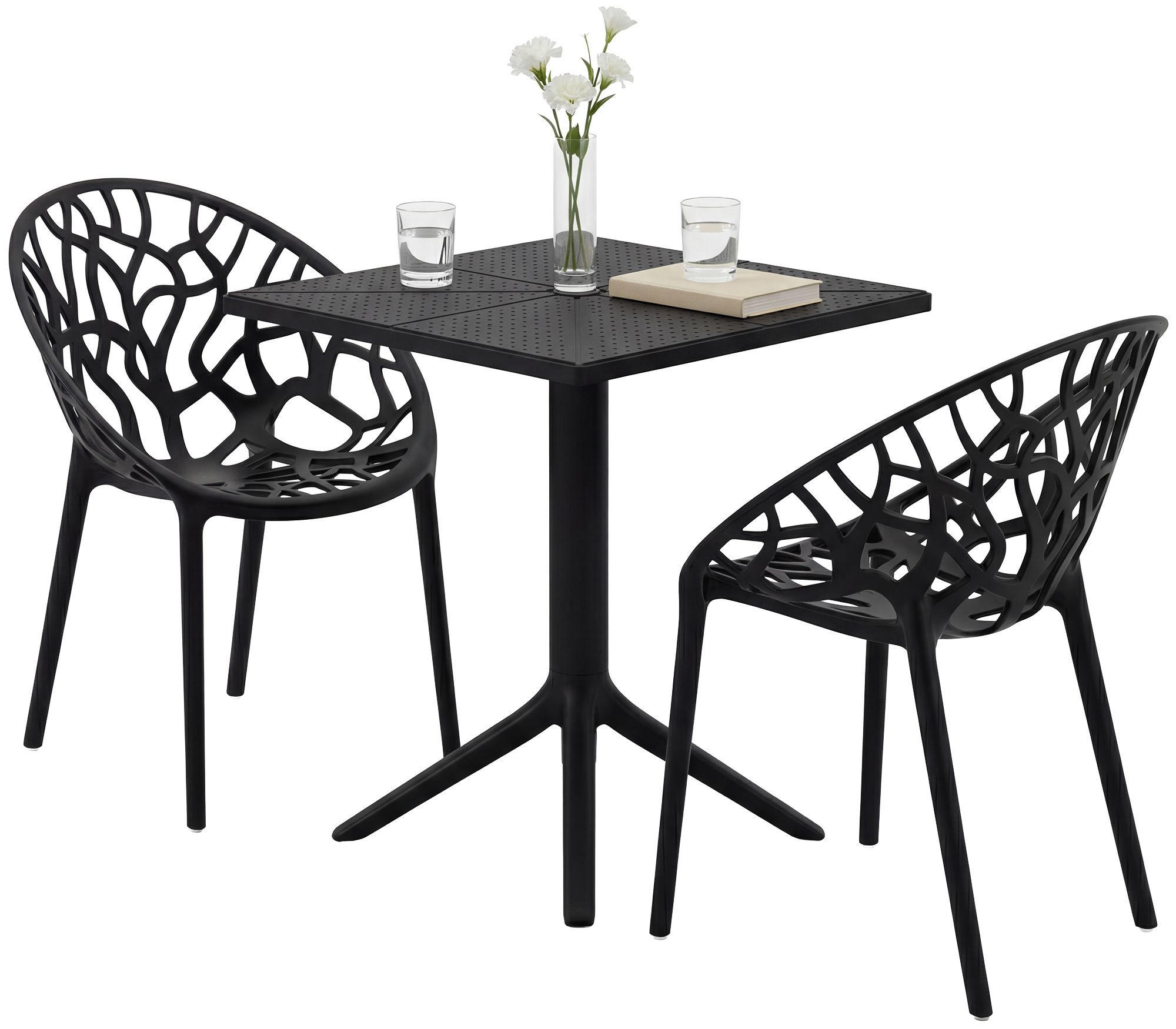 GARTENSITZGRUPPE 2 Kunststoff Schwarz - Schwarz, Kunststoff - CLP
