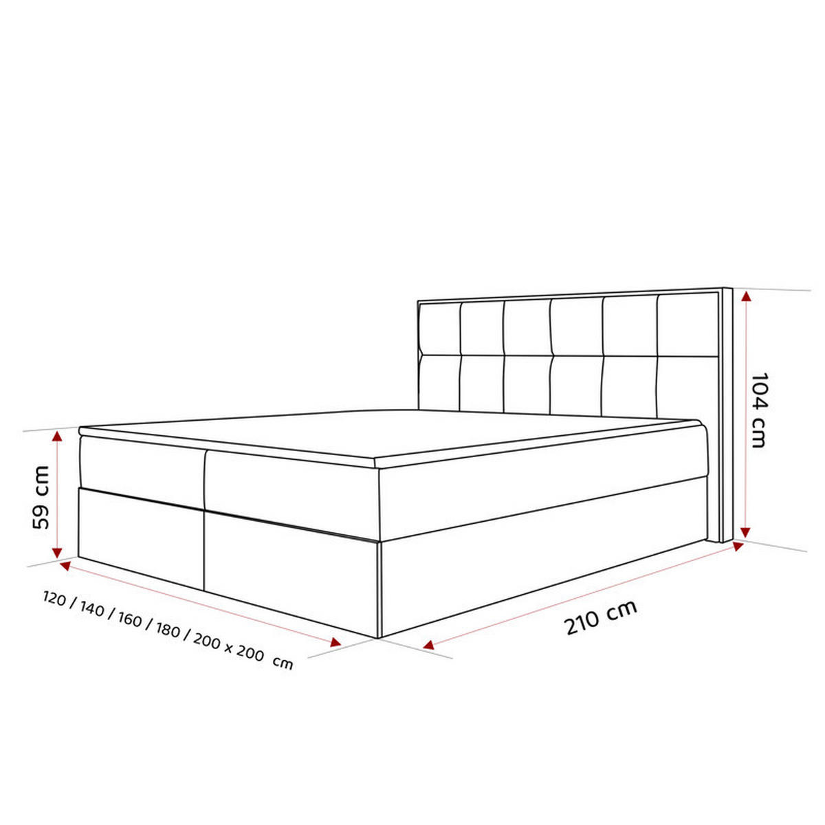 BOXBETT LAVIO II 180/200 cm, in Dunkelgrau, mit Matratze und Topper - Dunkelgrau, Holzwerkstoff/Textil (180/200cm) - Idohome