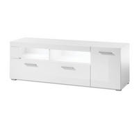 TV-LOWBOARD weiß Hochglanz, TV Unterteil 140 x 48 cm - Chromfarben/Weiß Hochglanz, Holzwerkstoff/Kunststoff (140/48/40cm) - Furn.Design