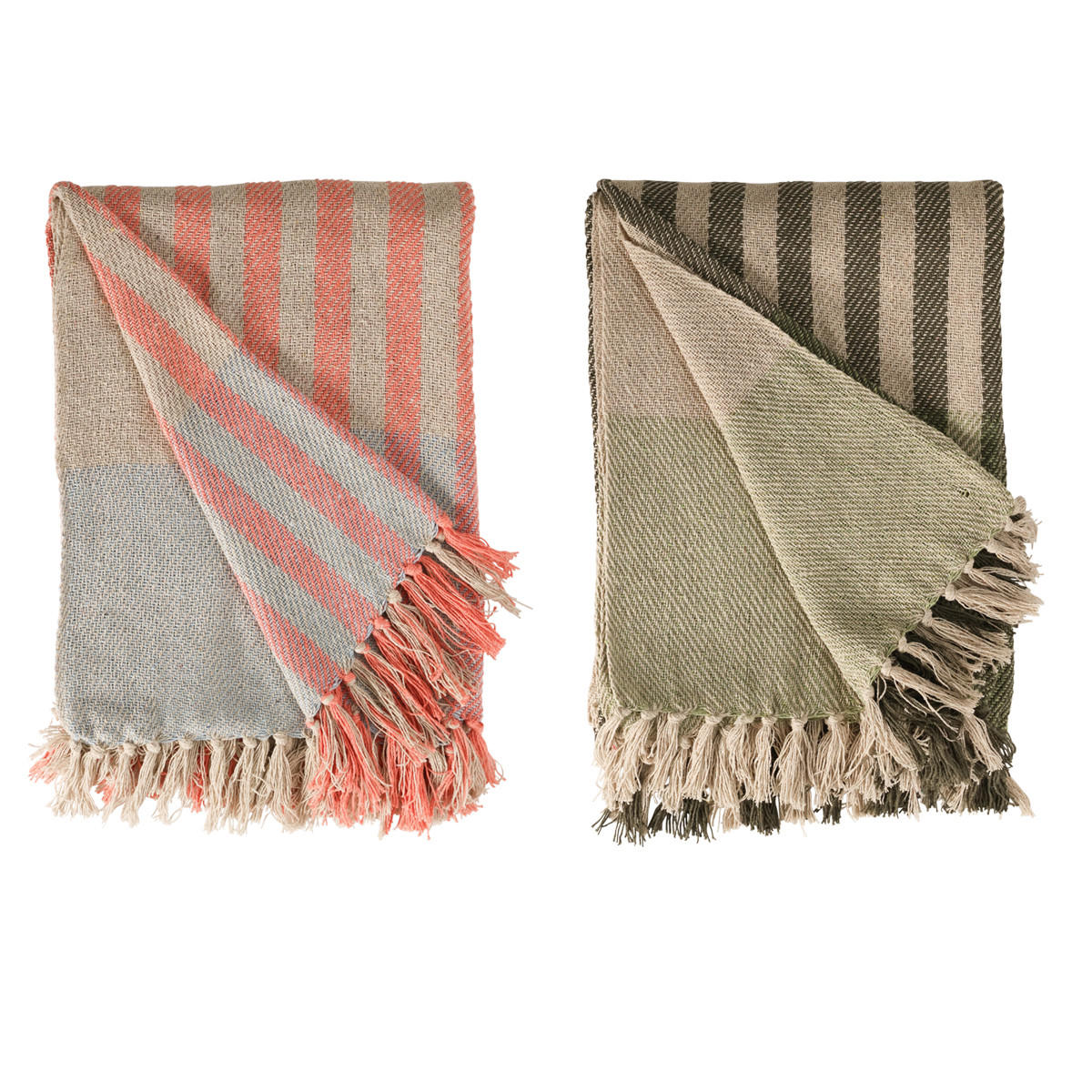 DECKE Band 130x180 cm, 100% Baumwolle, Blau-Bernstein - Blau, Textil (130/180cm) - Au Maison