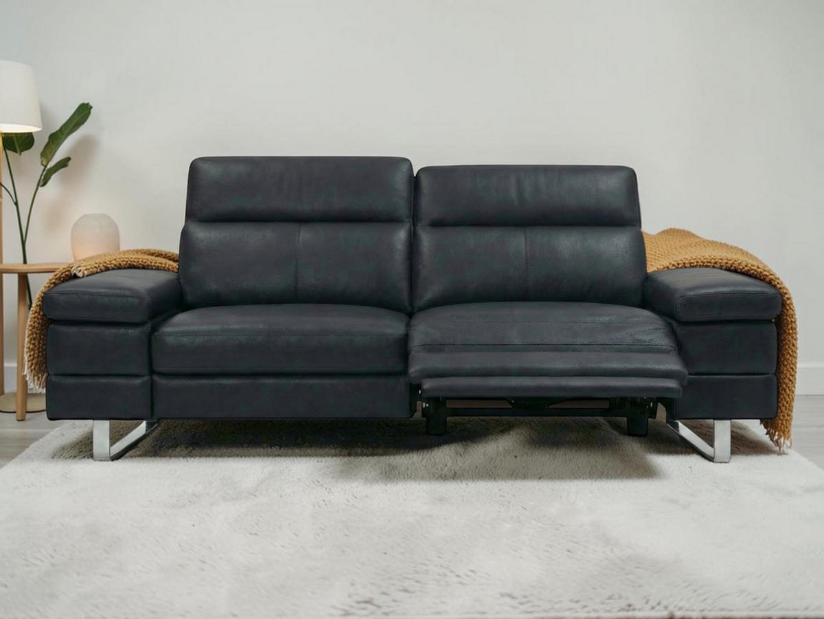 3-SITZER Sofa Virage Echtleder mit 1 x Relaxfunktion Schwarz - Schwarz, Leder/Metall (212/75/109cm)