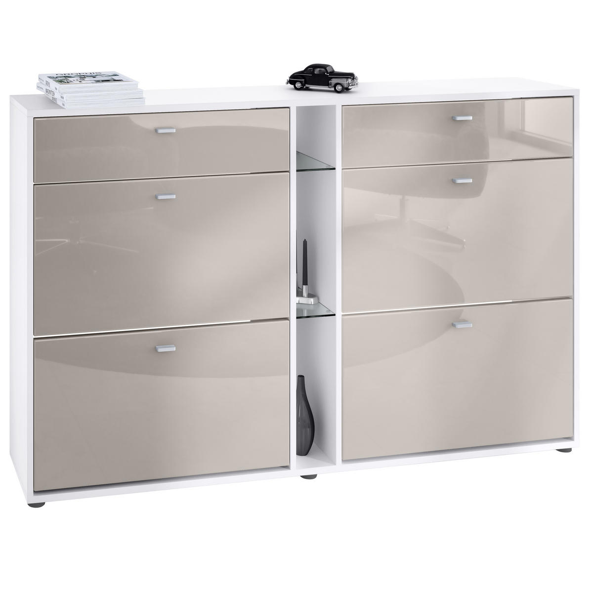 SCHUHSCHRANK Today Fronten in Sandgrau Hochglanz - Sandfarben, Holzwerkstoff (155.5/95/28cm) - Vladon