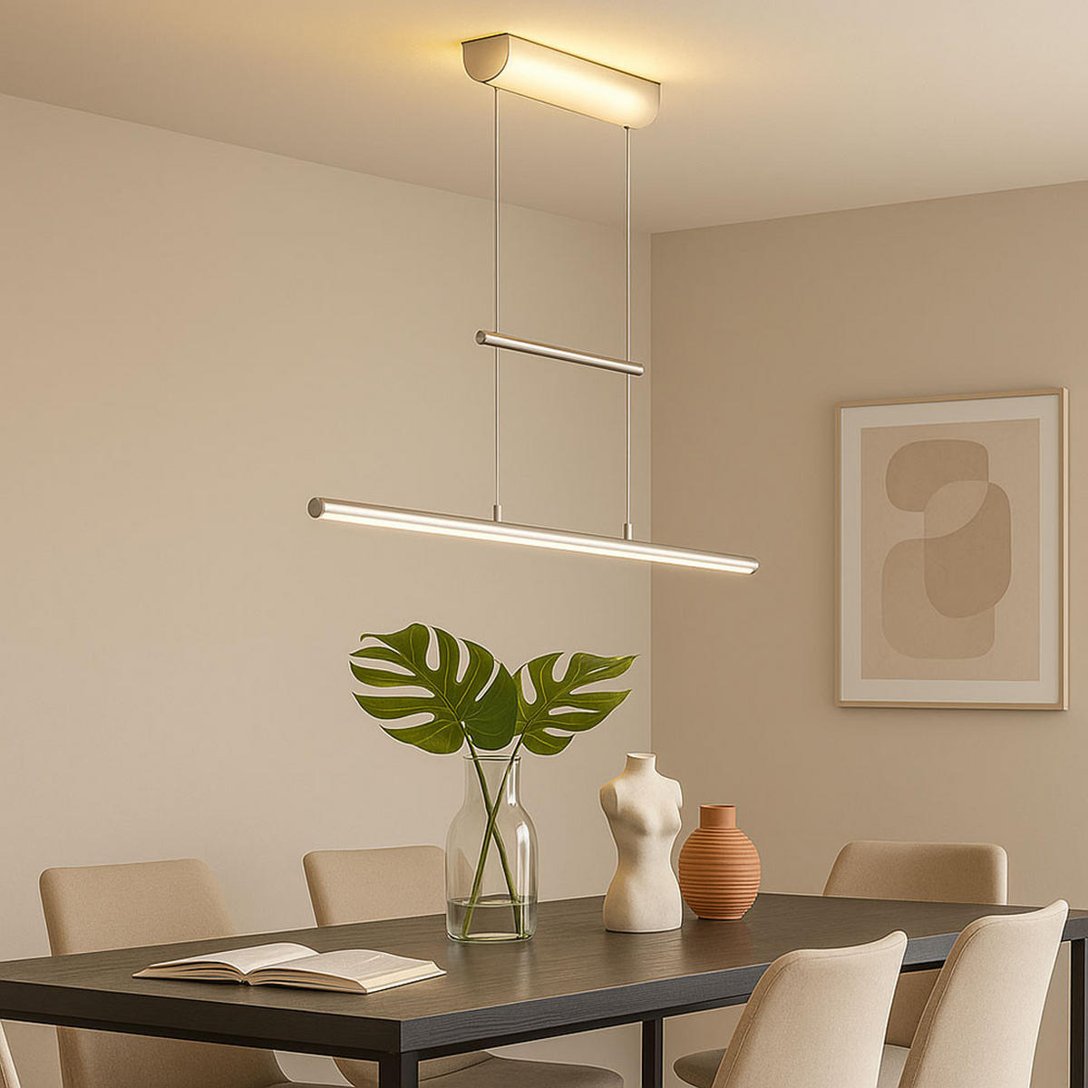 LED HÄNGELEUCHTE LINE Silber - Silberfarben, Metall (101/5/160cm) - Esto