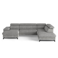 WOHNLANDSCHAFT mit Schlaffunktion und Bettkasten, Orlando-Stoff - Silberfarben/Schwarz, Kunststoff/Textil (215/81/328cm) - Cotta