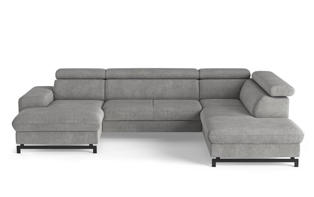 WOHNLANDSCHAFT mit Schlaffunktion und Bettkasten, Orlando-Stoff - Silberfarben/Schwarz, Kunststoff/Textil (215/81/328cm) - Cotta
