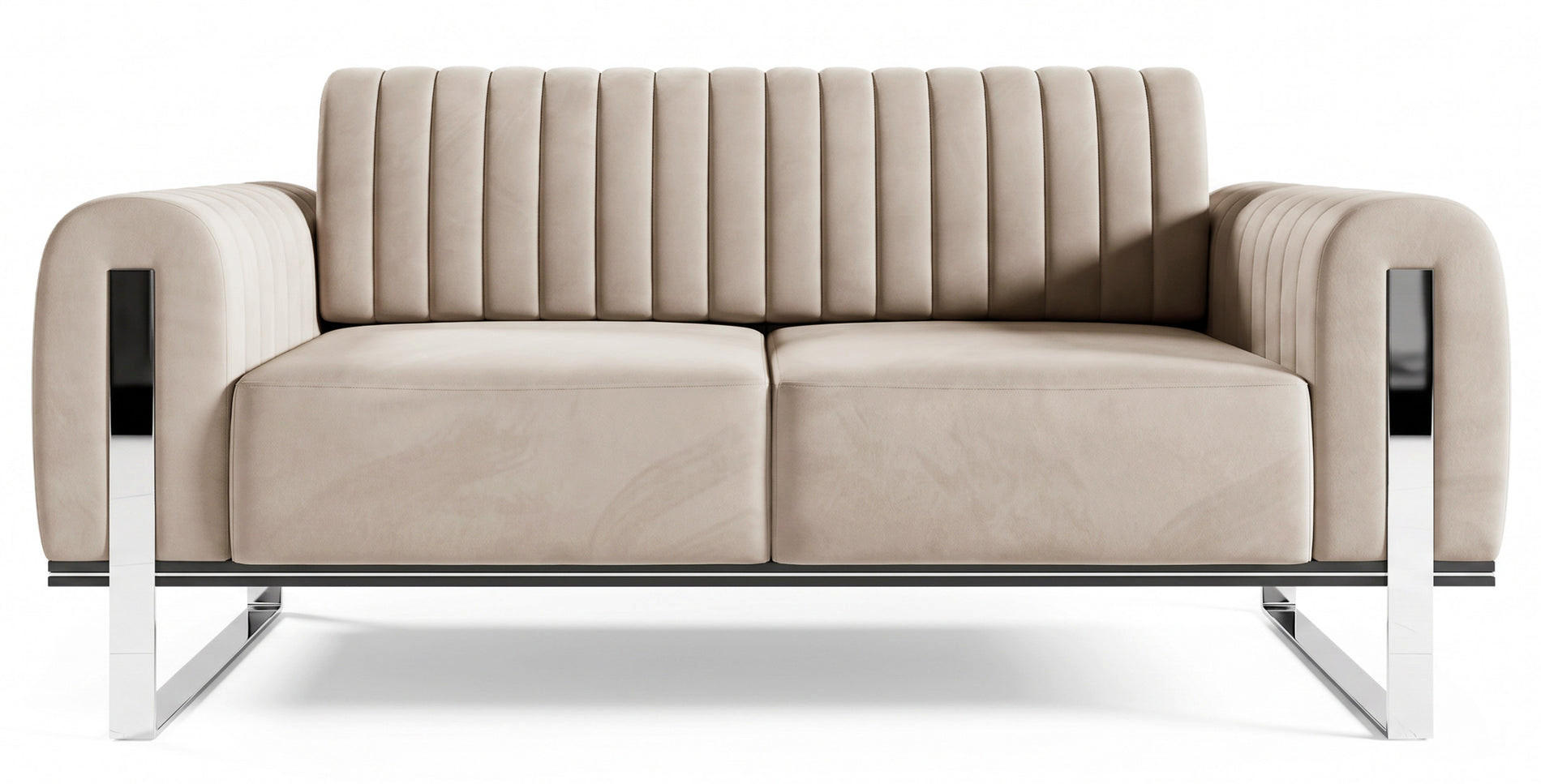 SOFA Parissa 164 cm - Ecru/Silberfarben, Holz/Metall (164/79/92cm) - Selsey