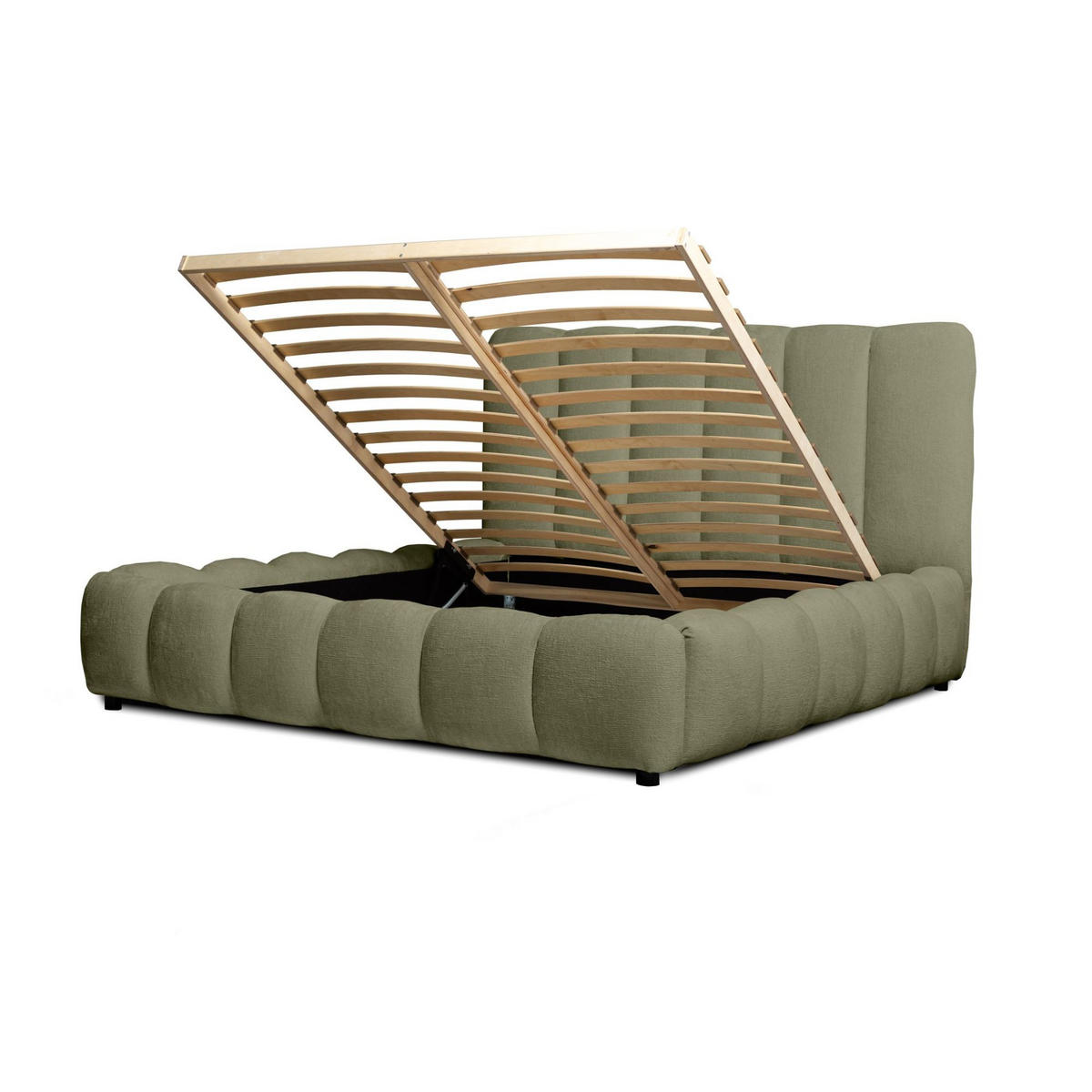 POLSTERBETT Heda Komplettset - Grün, Holzwerkstoff/Textil (160/200cm) - Fun Möbel