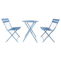 BISTRO-TISCH MIT 2 STÜHLEN Türkis 60/60/71 cm - Türkis, Metall - Mobili Rebecca