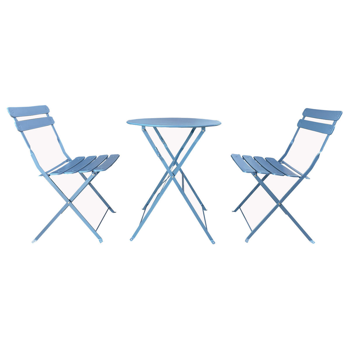 BISTRO-TISCH MIT 2 STÜHLEN Türkis 60/60/71 cm - Türkis, Metall - Mobili Rebecca