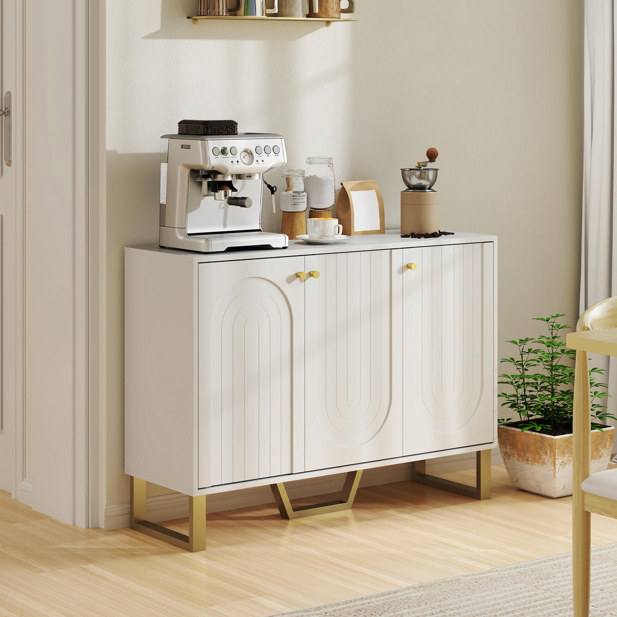 SIDEBOARD Weiß, 106,5/35/77,5 cm - Weiß, Holz (106.5/77.5/35cm) - PANGIVO
