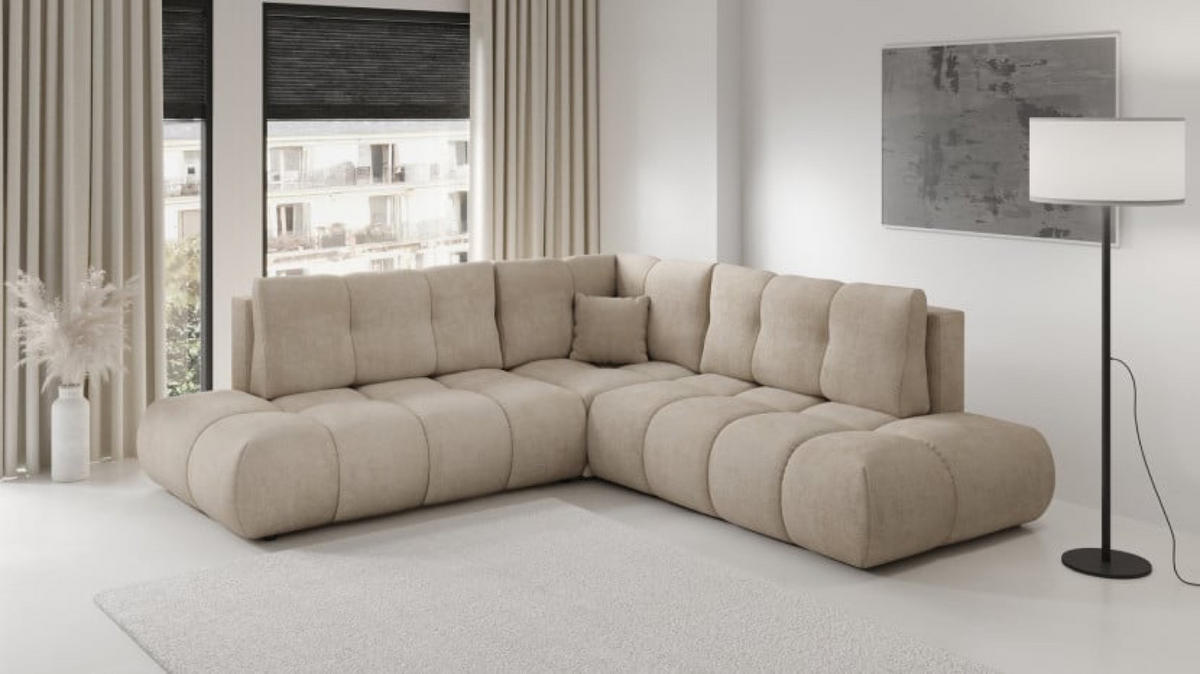 ECKSOFA Beige SOHI Flow 02 Ausziehbar Mit Schlaffunktion - Beige, Textil (266.5/266.5cm) - Sepro Meble