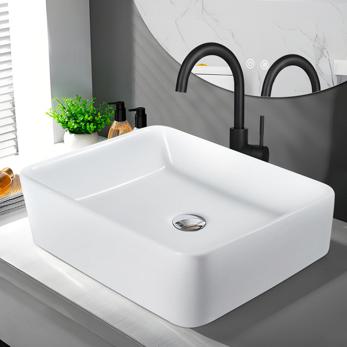 WASCHBECKEN Weiß 42/15/51 - Weiß, Keramik (42/15/51cm) - ZMH