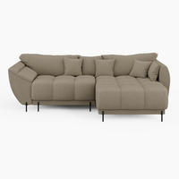 ECKSOFA LEGRO Rechts Beige Bouclé-Stoff L-Form Couch mit Schlaffunktion & Bettkasten - Beige/Schwarz, Holz (285/180cm) - Barchello