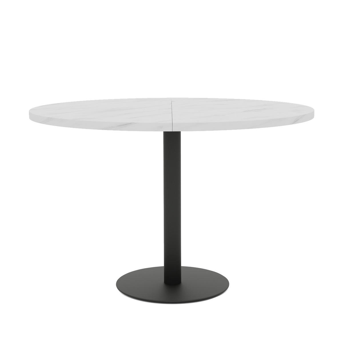 TISCH einbeinig schwarzes Bein, MDF Tischplatte, Marmor Bianco - Schwarz/Weiß, Holzwerkstoff (100/100/76cm) - Idohome