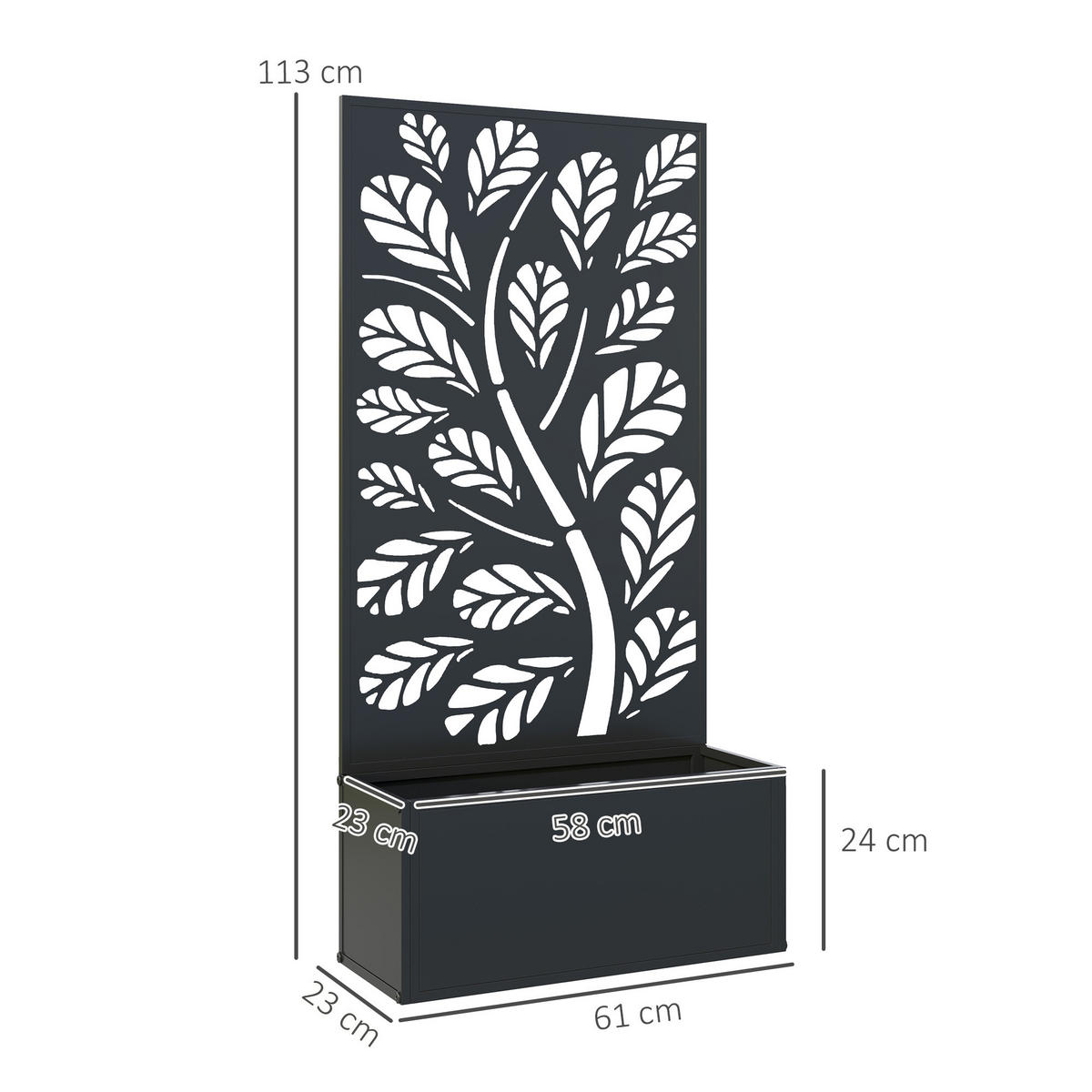 HOCHBEET DE-12273 61/23/113 cm, 2-in-1 Design Anthrazit - Schwarz, Metall (61/113/23cm) - ComfortXL