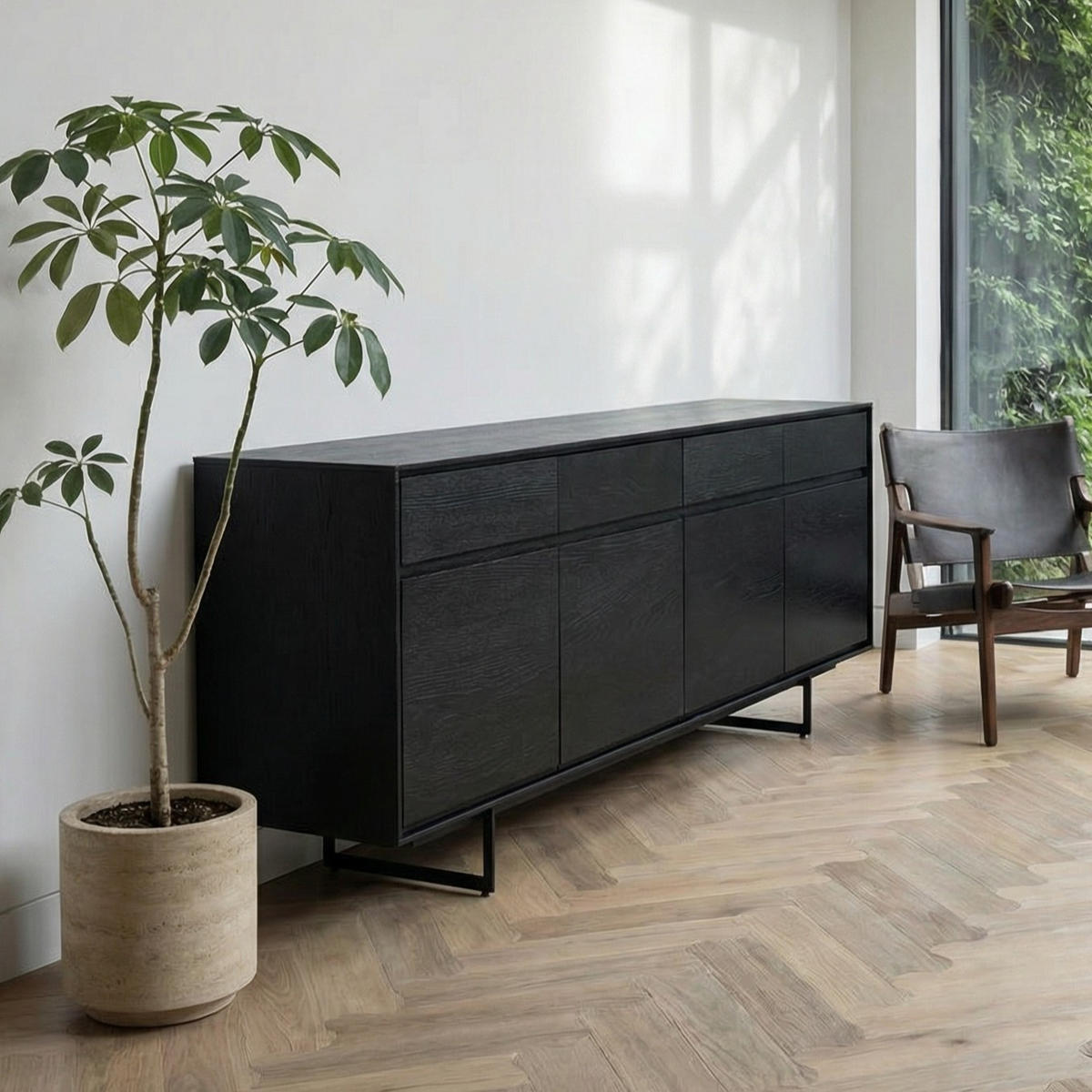 SIDEBOARD Schwarz - Schwarz, Holz/Holzwerkstoff (205/82/45cm) - Furnhouse