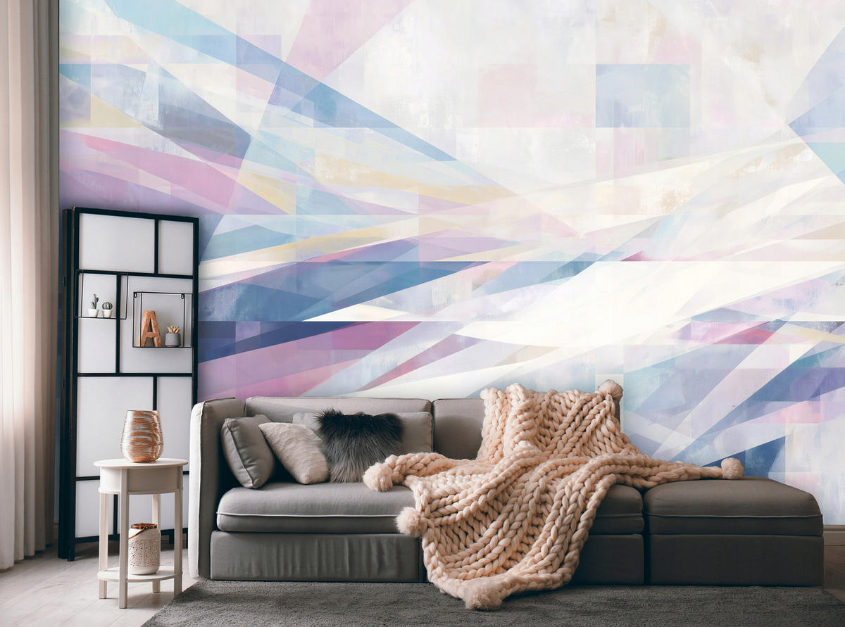 FOTOTAPETE Abstrakt Modern Lila 350x250 cm - Multicolor, Papier (350/250cm) - Wallarena