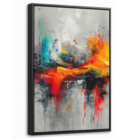 LEINWAND Bilder mit Rahmen - Moderne Kunst - Orange - Grau - Abstrakt - 40x60 - Hellgrau, Textil (40/60cm) - MuchoWow