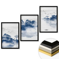 WANDBILDER 3er-Set - 40x60 cm Schwarzer Rahmen - Berge, Wolken, Bäume, Vögel - Schwarz, Kunststoff (40/60cm) - ArtPrintCave