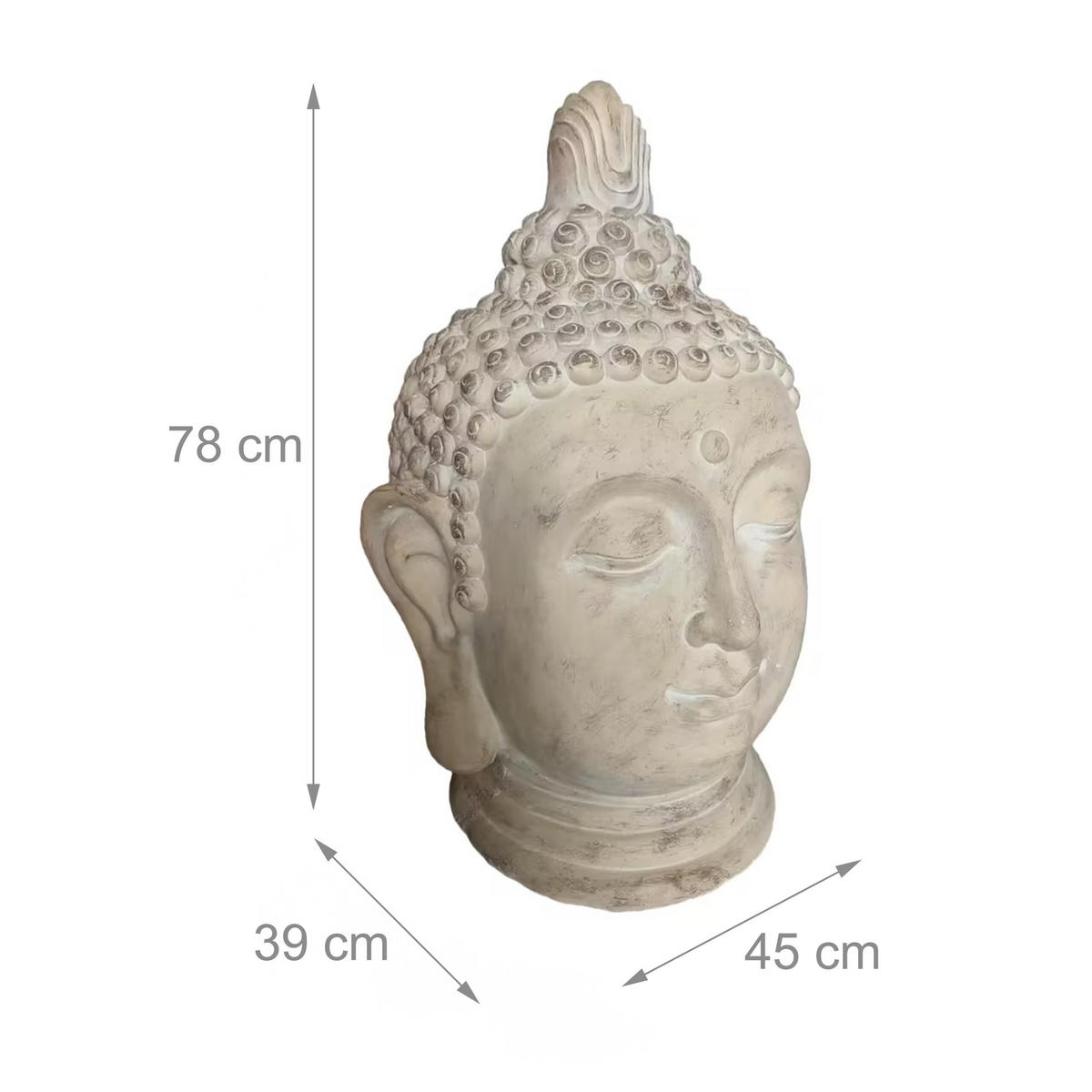BUDDHA-KOPF - Beige, Kunststoff (45/78/39cm) - Relaxdays