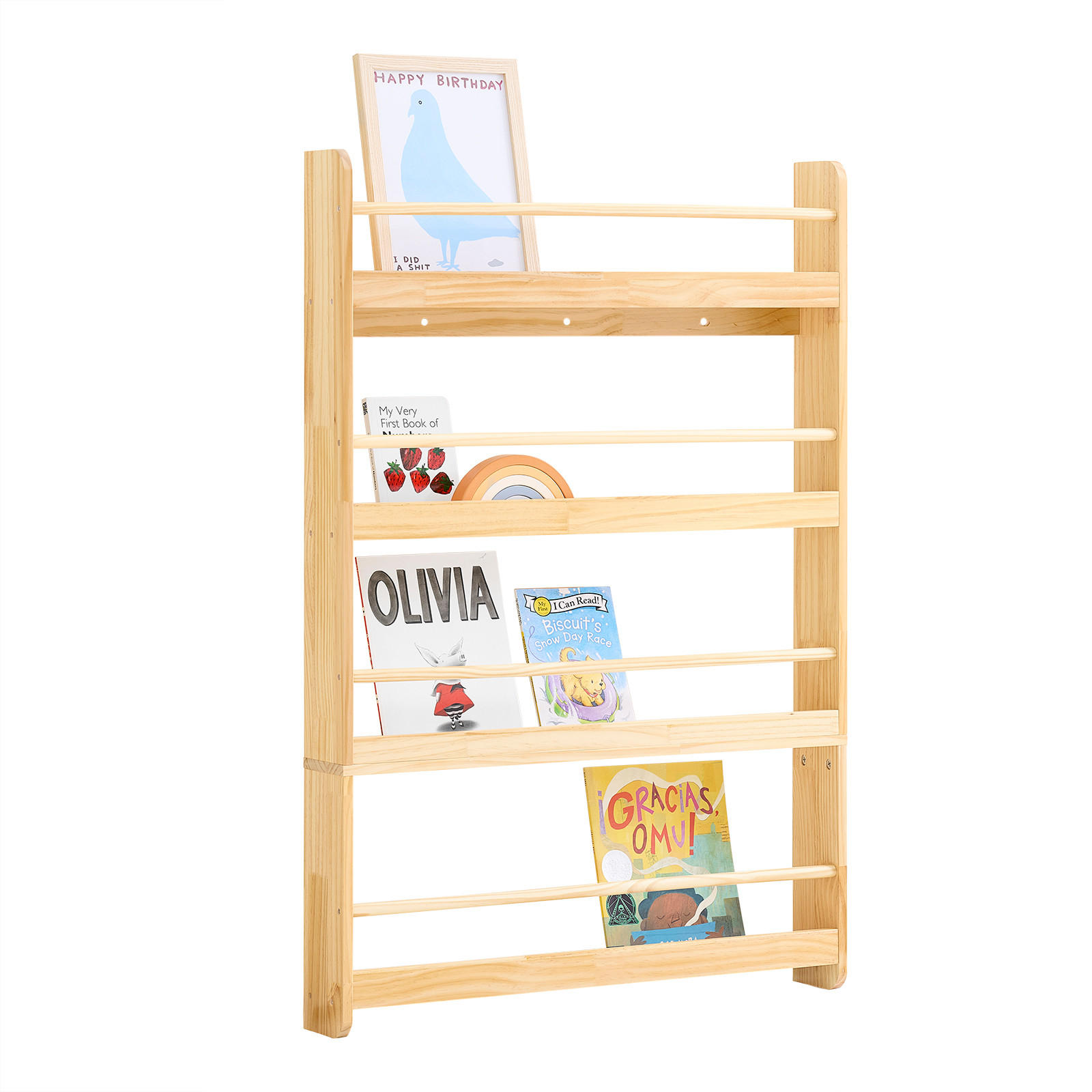 BÜCHERREGAL für Kinder mit 4 Ablagen, Kiefer - Naturfarben, Holz (80/118/12cm) - SoBuy