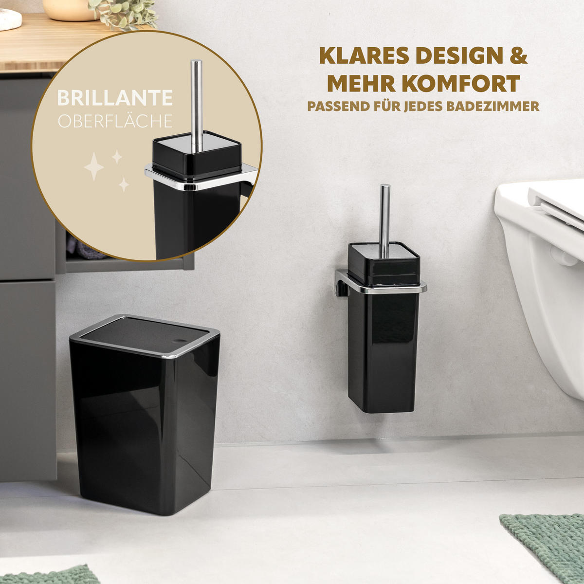 WC-GARNITUR SAVONA, schwarz, Kunststoff - Schwarz, Kunststoff (12/36.5/13cm) - bremermann